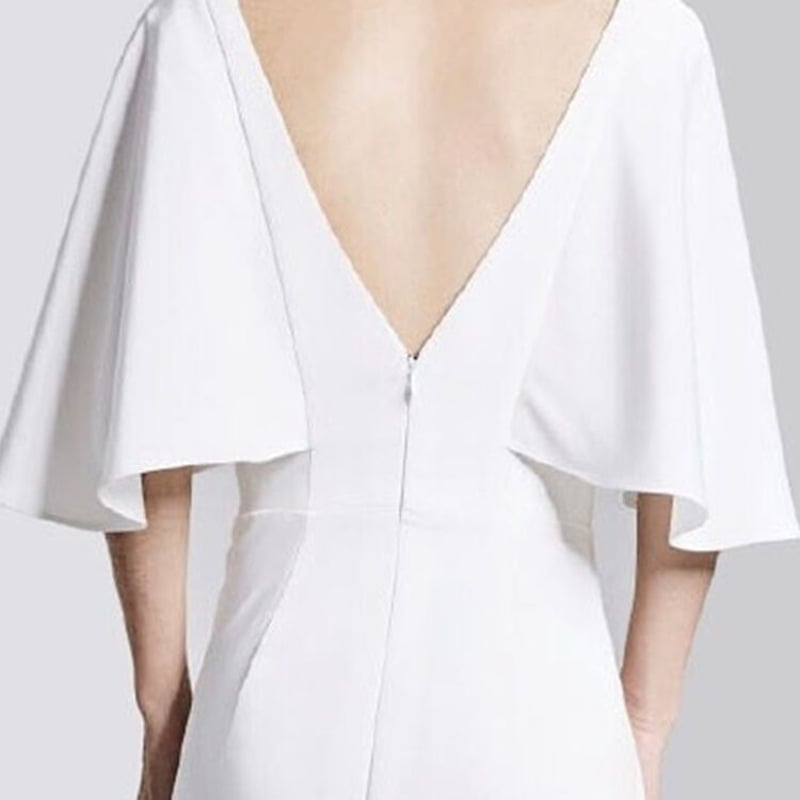 フランス風 ウエディングドレス 前撮り 披露宴/挙式オフホワイト 深V  