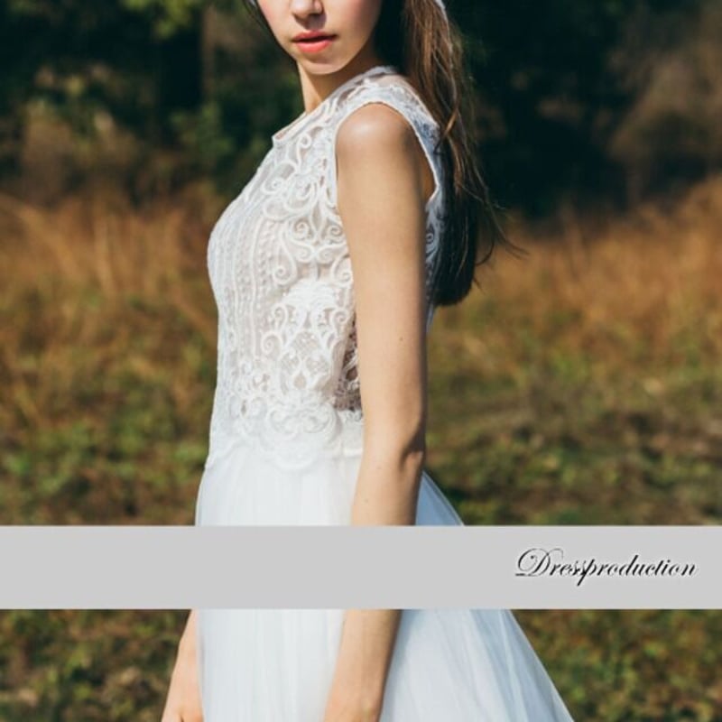 ウエディングドレス レース ツーピース 人気上昇 結婚式/披露宴 ロング  