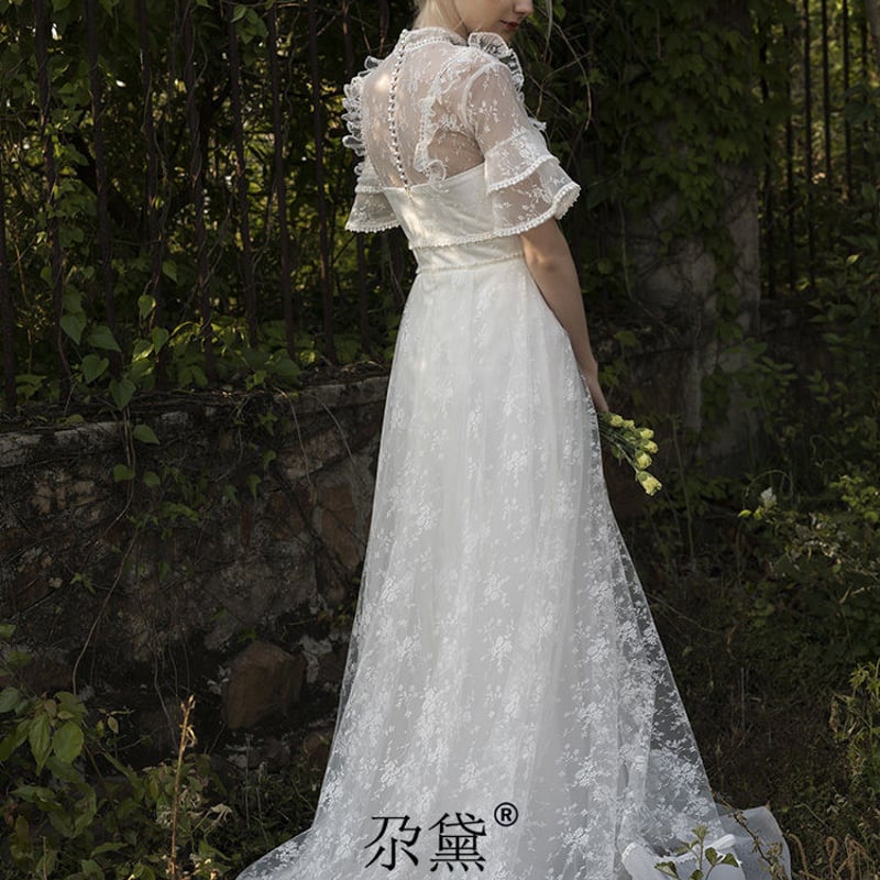 ウエディングドレス ホワイト エレガントレース 美しい花レース  