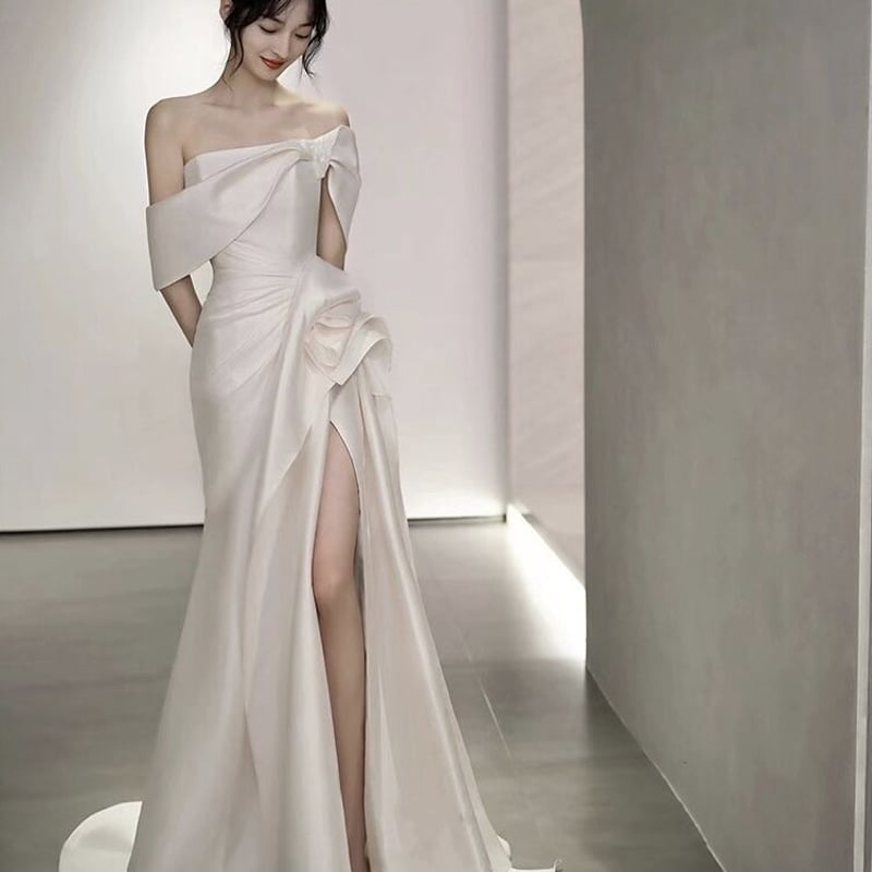 エレガント ウエディングドレス 高級イタリアサテン ミニ