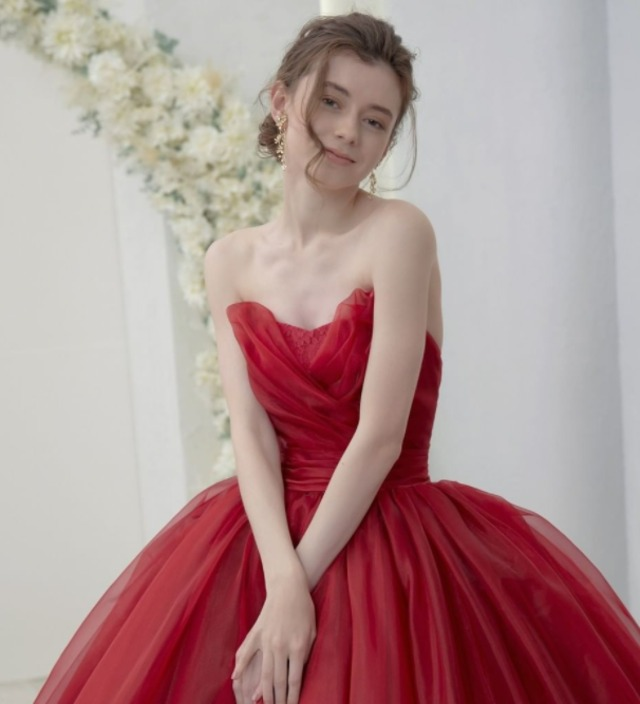 新品　テニス　ノースリーブ レッドドレス　MからL相当 myMinette ミニドレス ジップ ノースリーブ タイト スリット