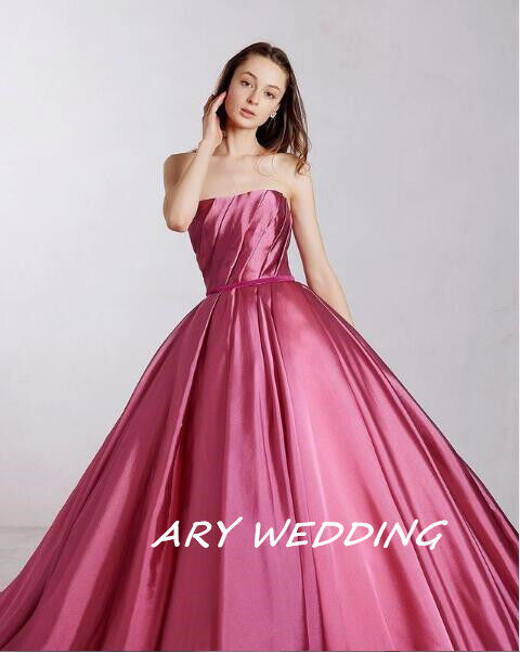 豪華！パーティードレス ベアトップ ビビッドピンク 2次会 挙式 前撮り  