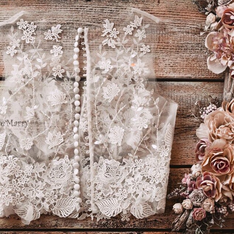 美品！ウエディングドレス ボレロ リーフ刺繍 可愛い 花嫁