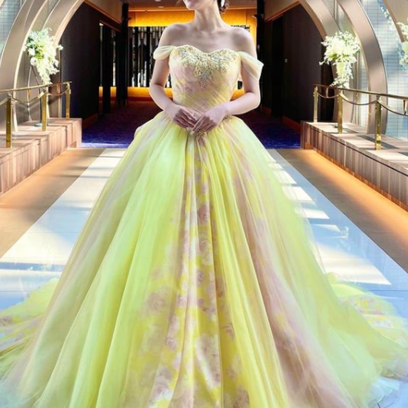 華やか カラードレス ソフトチュール 【お買得パニエ無料】 プリンセス  