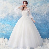 上品 超高級カラーウェディングドレス 薔薇花 トレーン長い ドレスワン