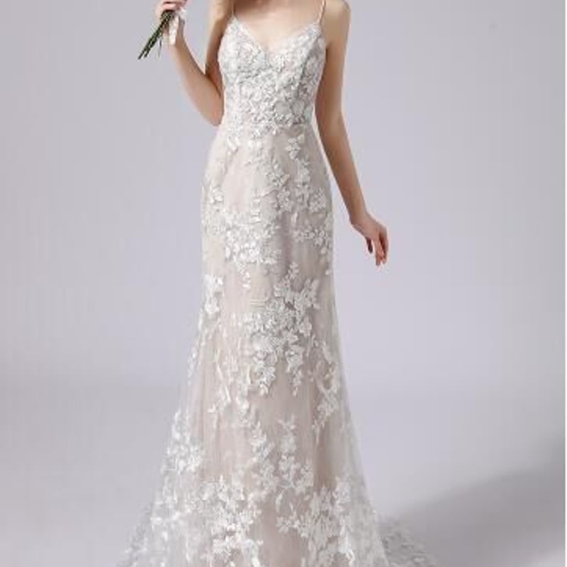 高品質！ウエディングドレス シャンパン色 キャミソール マーメイド  