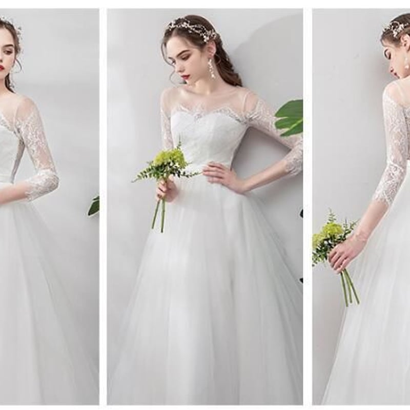 エレガントなホワイトウェディングドレス ウエディングドレ ス ホワイト 光沢サテン オフショル