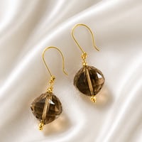 18k スモーキークォーツ　ピアス