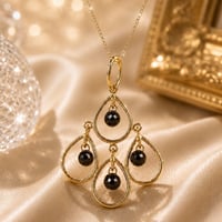 ブラックダイヤモンド・シャンデリアネックレス　18K