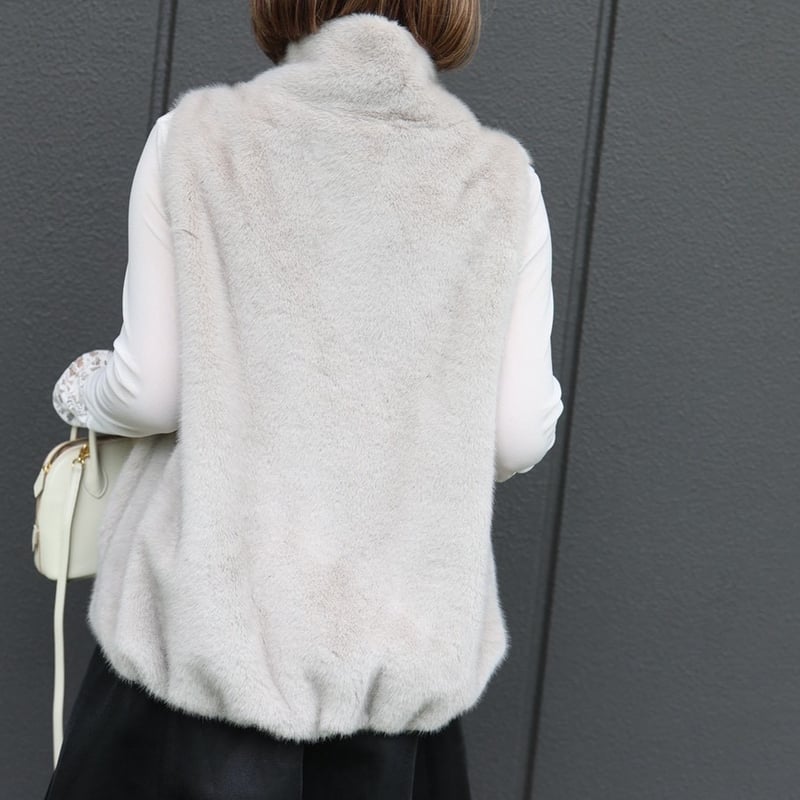 ハイネックファーベスト(ライトグレー) | myinemy's STORE