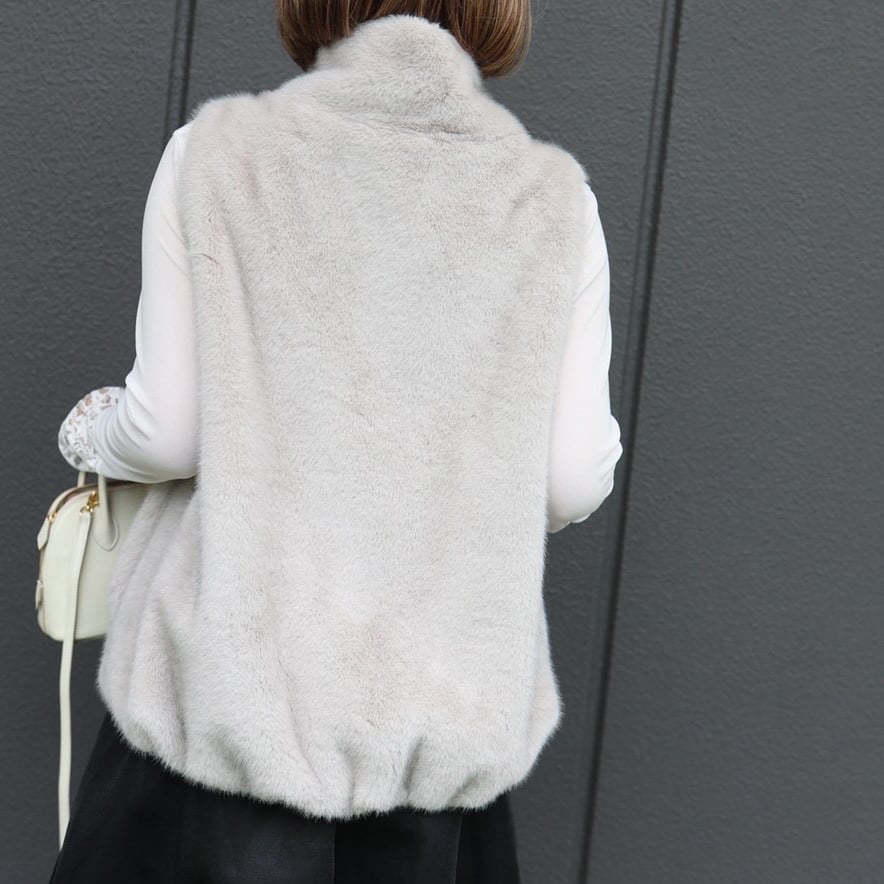 ハイネックファーベスト(ライトグレー) | myinemy's STORE