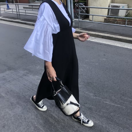 VサスペンダーAラインロングワンピース