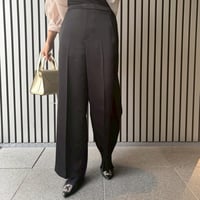 グロスセンタープレスワイドストレートパンツ(ブラック)