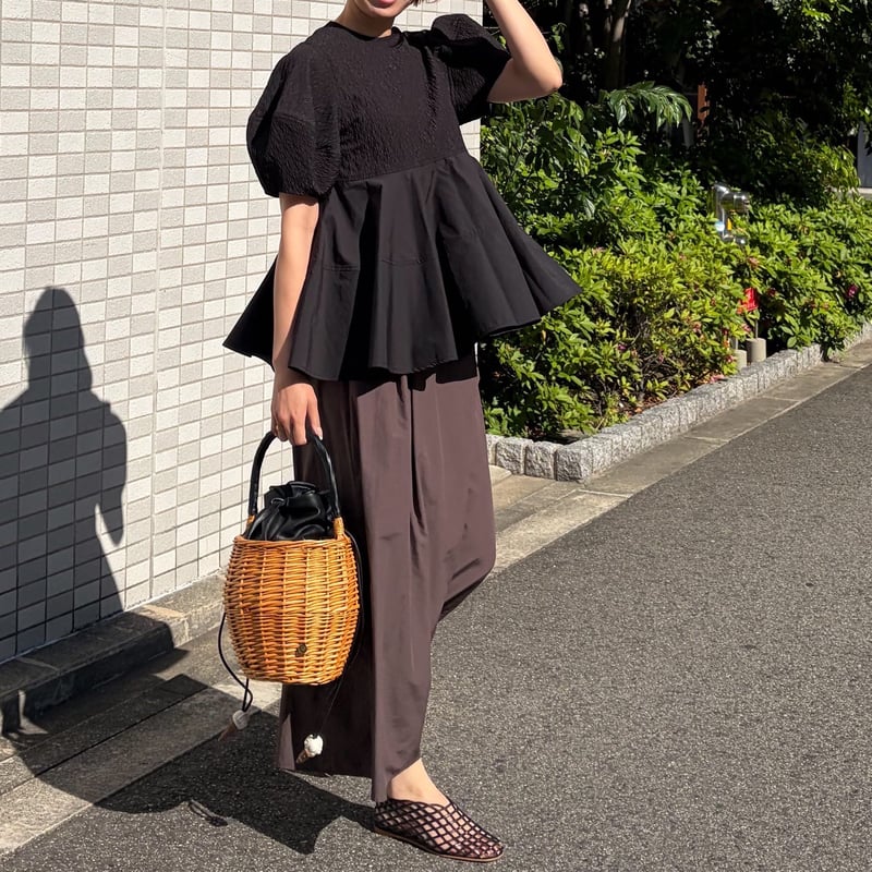 ジャガード ペプラム ブラウス ブラック フリル 切り替え フリーサイズ 春服 ジャガード ペプラム ブラウス ブラック フリル 切り替え フリーサイズ