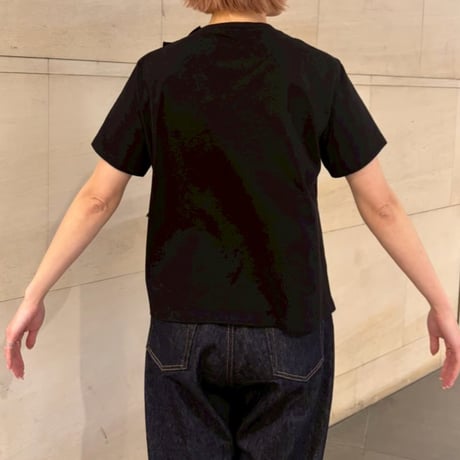 アシメフリルドッキングTシャツ(ブラック)