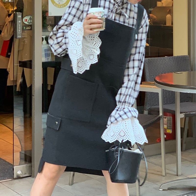 ウールデザインワンピース(グレー) | myinemy 