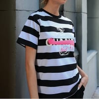 パロディ ボーダーc ユニセックスTシャツ(ブラック)