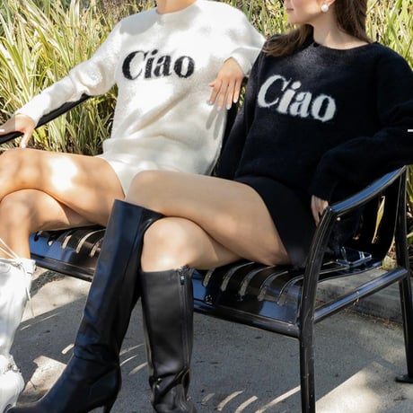 パロディユニセックス ciaoラメシャギーニット(ホワイト・ブラック)