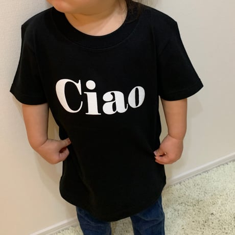 kidsフロッキーCiao ロゴ　tシャツ(black)