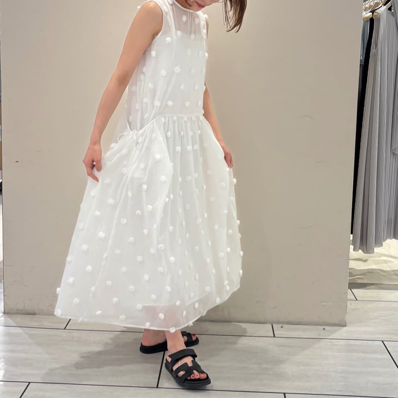 シアードットワンピース ホワイト シアードットジャガードワンピース(ホワイト) | myinemy's STORE