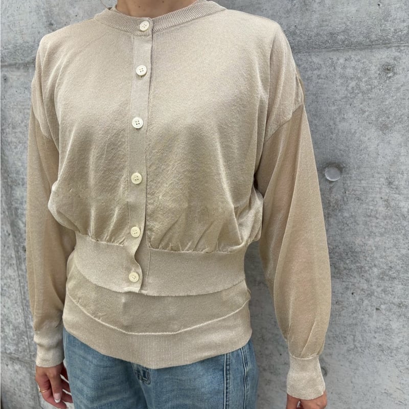 クルーネックラメカーディガン(ゴールド) | myinemy's STORE