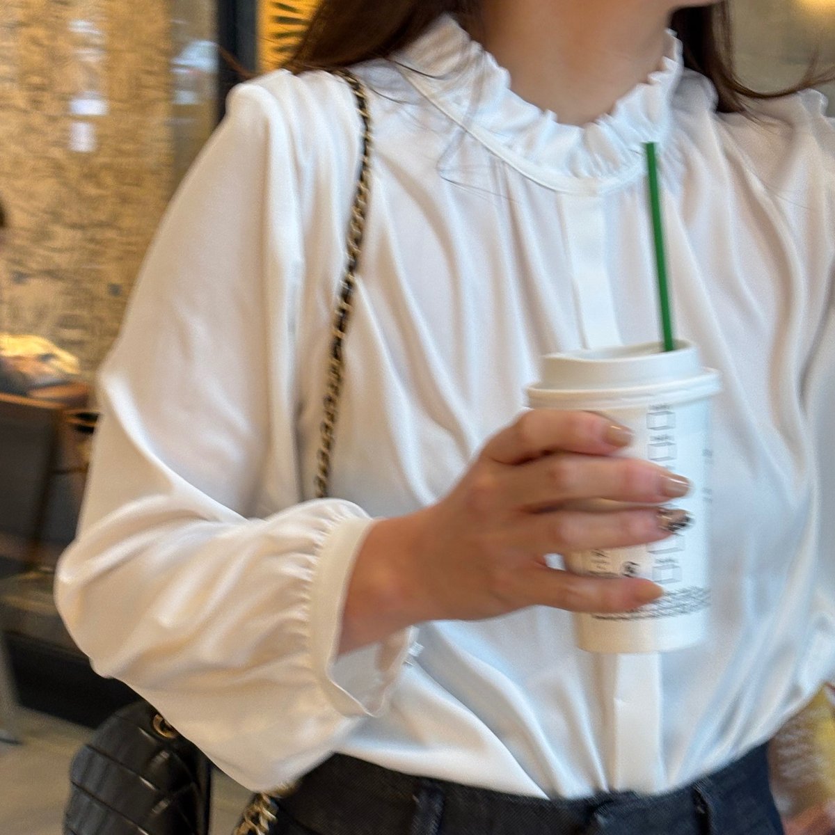 ホワイト フリル袖 Tシャツ セットアップ プチハイフリル袖星ケープライクシャツ(ホワイト) | myinemy's STORE
