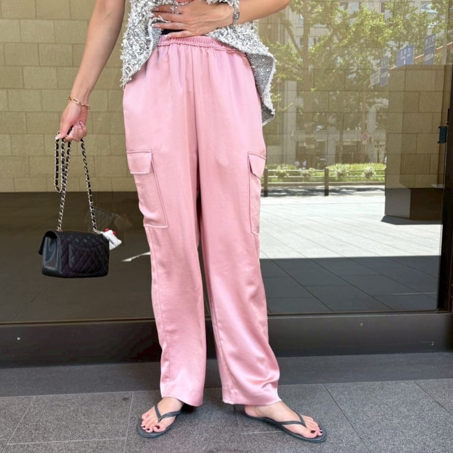 サテンカーゴイージーパンツ(ピンク) | myinemy's STORE