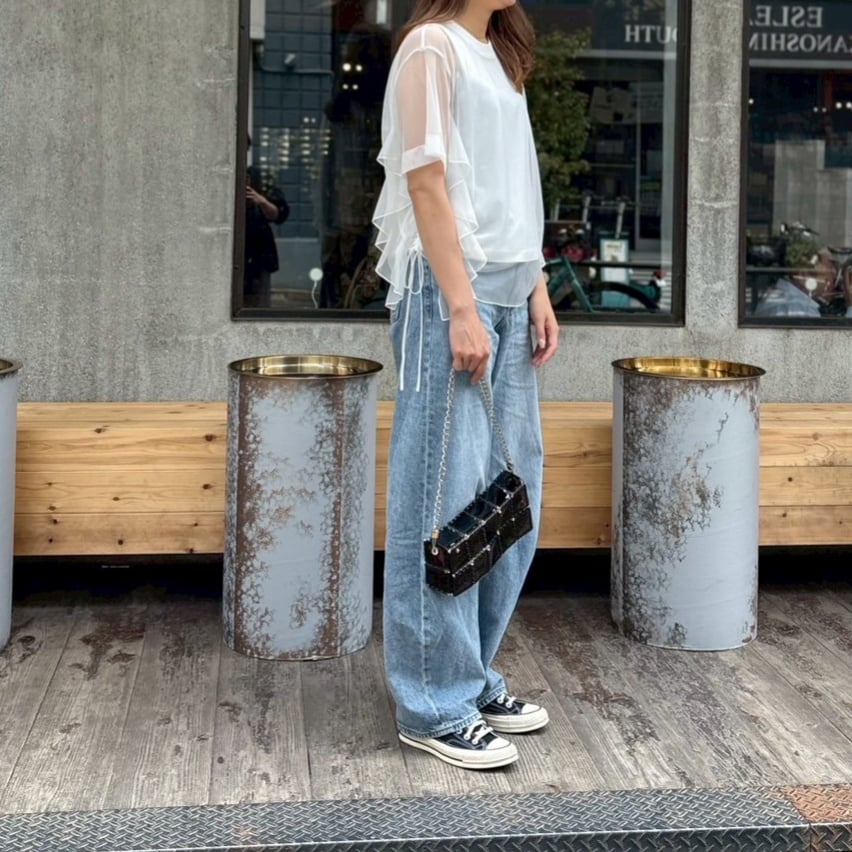シアーサイドシャーリングトップス(ホワイト) | myinemy's STORE