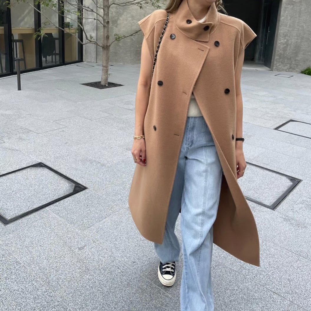 美品✨MARELLA ロングジレコート ウール混 ベルト付 キャメル ロングジレコート(キャメル) | myinemy's STORE