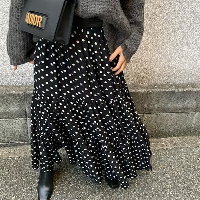 二段ラッフルドットスカート | myinemy's STORE