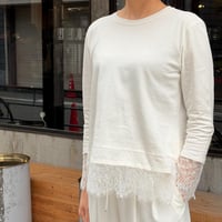 接触冷感レースドッキグプルオーバー(ホワイト)