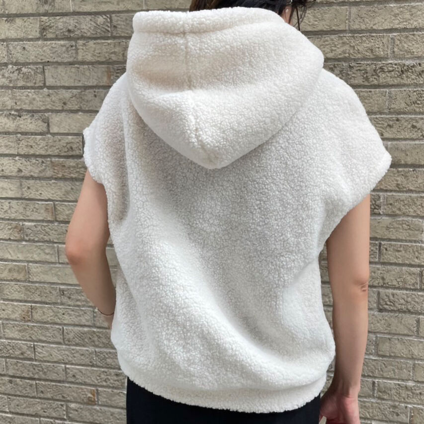 ボア半袖フードパーカー(ホワイト) | myinemy's STORE