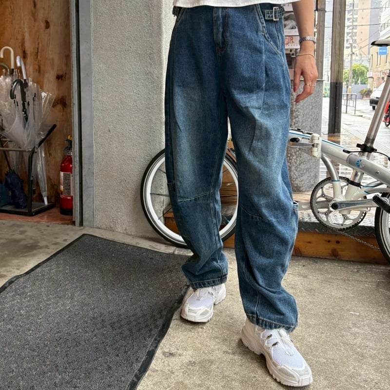 サイドベルトコクーンワイドデニム | myinemy's STORE