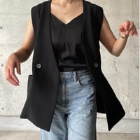 深Vロングベスト(ブラック)