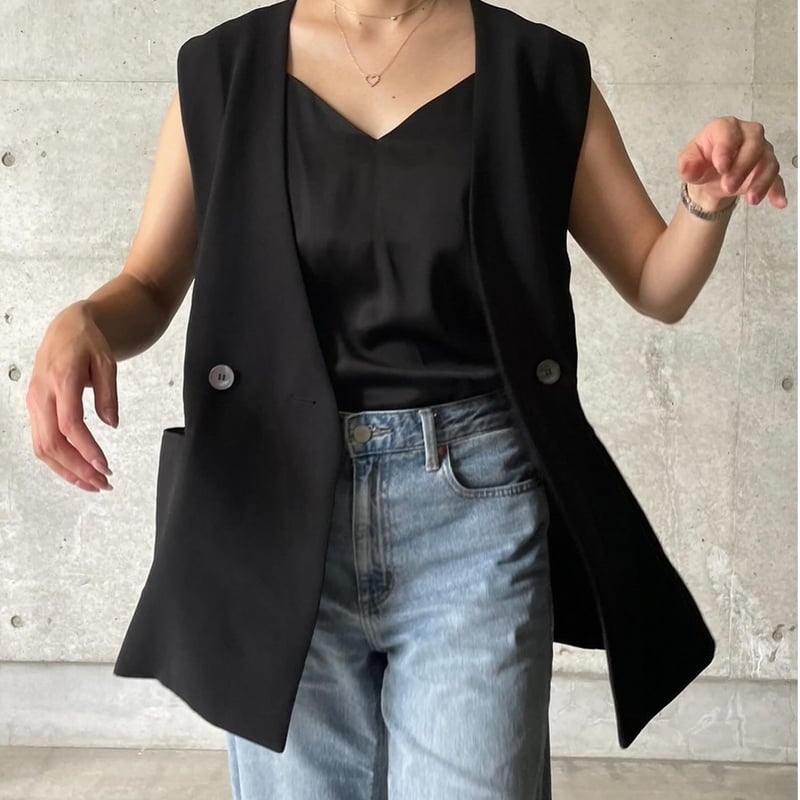深Vロングベスト(ブラック) | myinemy's STORE