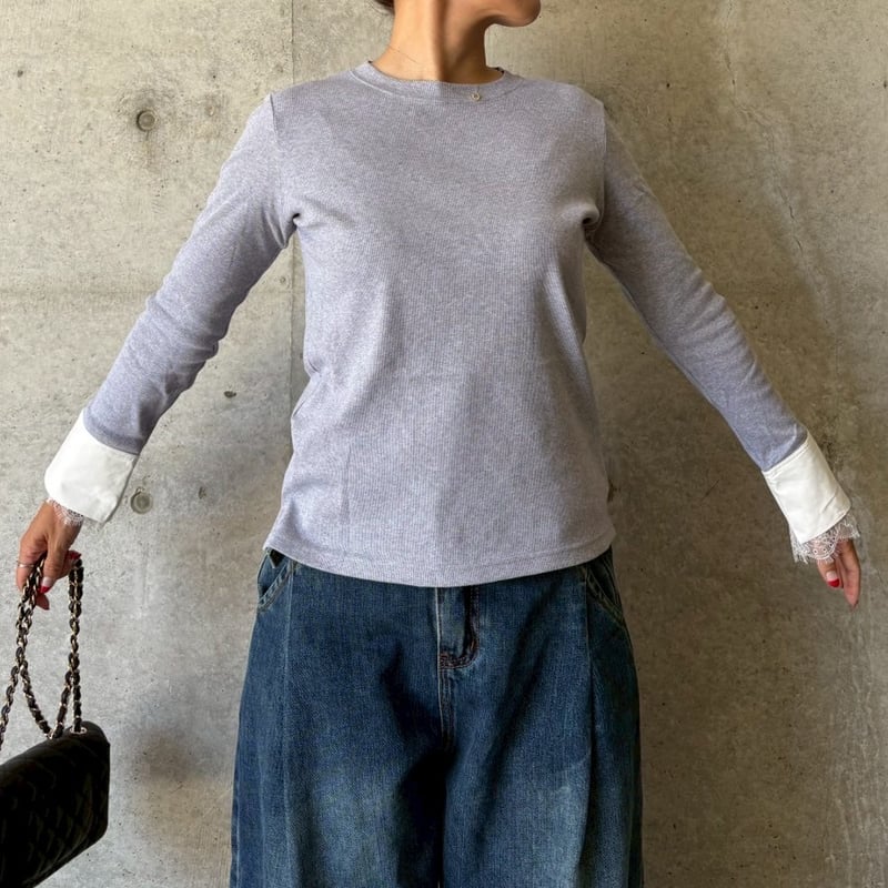 エムズグレイシー　袖レース　トップス エムズグレイシー 袖レース トップス 花柄 Tシャツ 刺繍