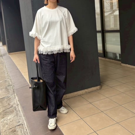 レディライクドッキングオーバーサイズTシャツ(ホワイト)