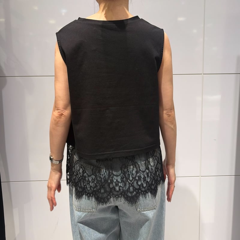 裾レースドッキングタンクトップ(ブラック) | myinemy's STORE