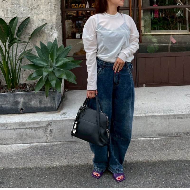 大*大様 ENCOMING インカミング　スキッパー　シアー　メッシュ　ニット emmi（エミ）の「コイルヤーンスキッパーメッシュニット（ニット