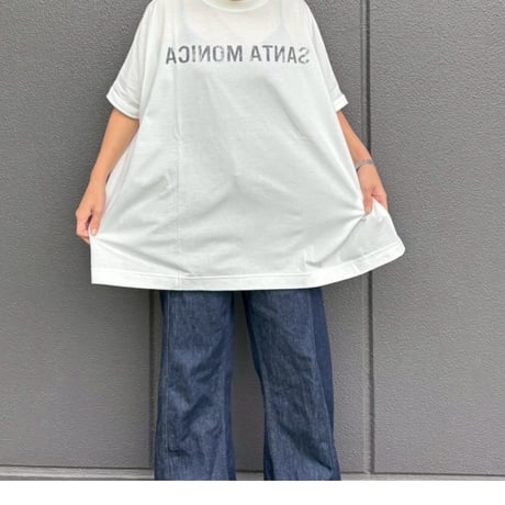 SANTA MONICA ロゴワイド半袖Tシャツ(ホワイト)