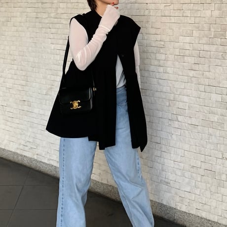 メッシュニットクルーネックトップス(アイボリー)