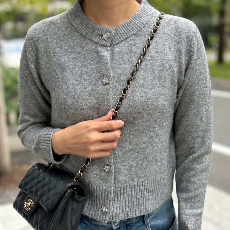 スターボタンニットカーディガン(グレー) | myinemy's STORE