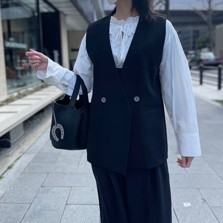 深Vロングベスト(ブラック)