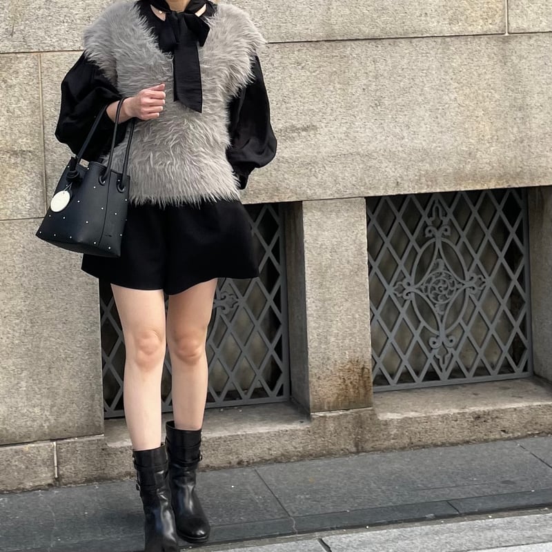 シャギーVネックベスト(グレー) | myinemy's STORE