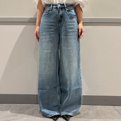 バッくポケットフリンジワイドデニム