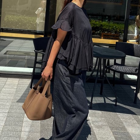 綿ボイルティアードブラウス(ブラック)
