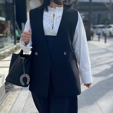 深Vロングベスト(ブラック)