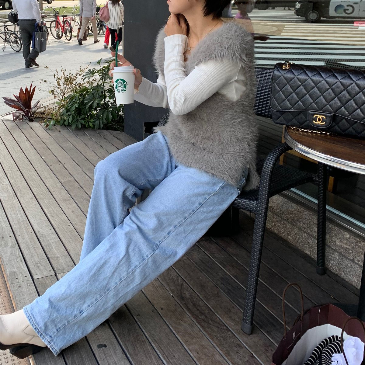 シャギーVネックベスト(グレー) | myinemy's STORE