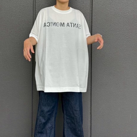 SANTA MONICA ロゴワイド半袖Tシャツ(ホワイト)