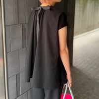 2wayリボン付き接触冷感&UVカットトップス(ブラック)